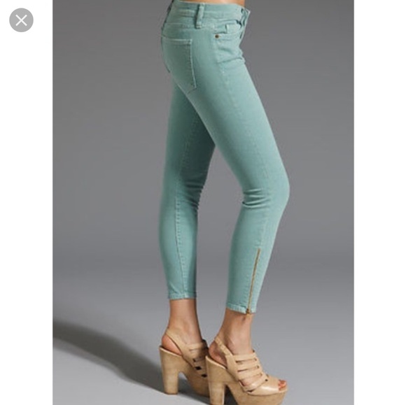 Current/Elliott Denim - Current Elliott the zip stiletto faded teal ankle‎ sz 27